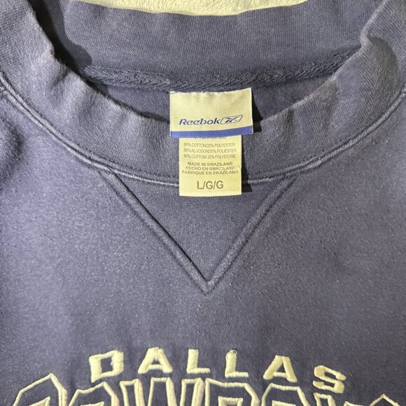 Y2K Reebok NFL Dallas Cowboys Pullover Sweatshirt Men's L Navy Blue - Picture 4 of 8